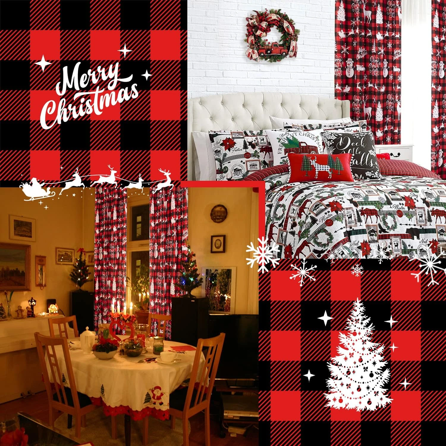 Rideaux De Noël 84 Pouces Longs Pour Le Salon Buffalo Plaid Snowman Country Farmhouse Style Red Truck Holiday Decor White Blackout Window Drape For Bedroom Sliding Door 84 Pouces Longueur 2 Panneaux 6 Rideaux De Noël 84 Pouces Longs Pour Le Salon Buffalo Plaid Snowman Country Farmhouse Style Red Truck Holiday Decor White Blackout Window Drape For Bedroom Sliding Door 84 Pouces Longueur 2 Panneaux - Image 4