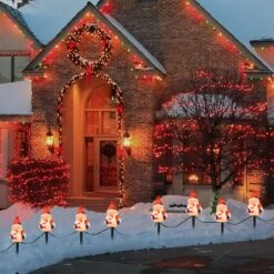 Romasaty Ensemble De 4 Marqueurs D'allée De Bonhomme De Neige De Noël Avec Quatre Ampoules C7, 7 Pieds Extensible Chaîne Légère étanche à La Pelouse De Noël Walkway Lane Décoration D'éclairage, Green Wire -Oui || N/A || pearhead 81Jn8teNEL. AC SL1500