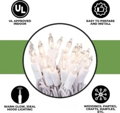 612 Vermont Clear 35 Count Fils De Noël Sur Cordon Blanc, UL Approuvé Pour L'usage Intérieur Seulement, Longueur Totale 7,5 Pieds, Longueur éclairée 6,1 Pieds -Oui || N/A || pearhead 81Ld87Ry5LL. AC SL1500