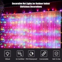 Lampes De Filet De Noël LED DEPMEM Décorations De Noël En Plein Air 120Led 6Ftx4Ft Connectable Waterptoof Mesh Net Lights For Trees Bush Wedding Garden Outdoor Christmas Decorations ( Multicolore ) -Oui || N/A || pearhead 81M2McZpVEL. AC SL1500