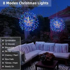 360 LED Hanging Starburst Sphere Lights 2 Pack Batterie Fonctionnement De La Télécommande De La Lumière 8 Mode étanche Fil D'argent Fairy Light Chandelier Pour Gazebo Girl Gift Noël Intérieur Extérieur Décor 11 360 LED Hanging Starburst Sphere Lights 2 Pack Batterie Fonctionnement De La Télécommande De La Lumière 8 Mode étanche Fil D'argent Fairy Light Chandelier Pour Gazebo Girl Gift Noël Intérieur Extérieur Décor -Oui || N/A || pearhead 81N8BLKGzYL. AC SL1500