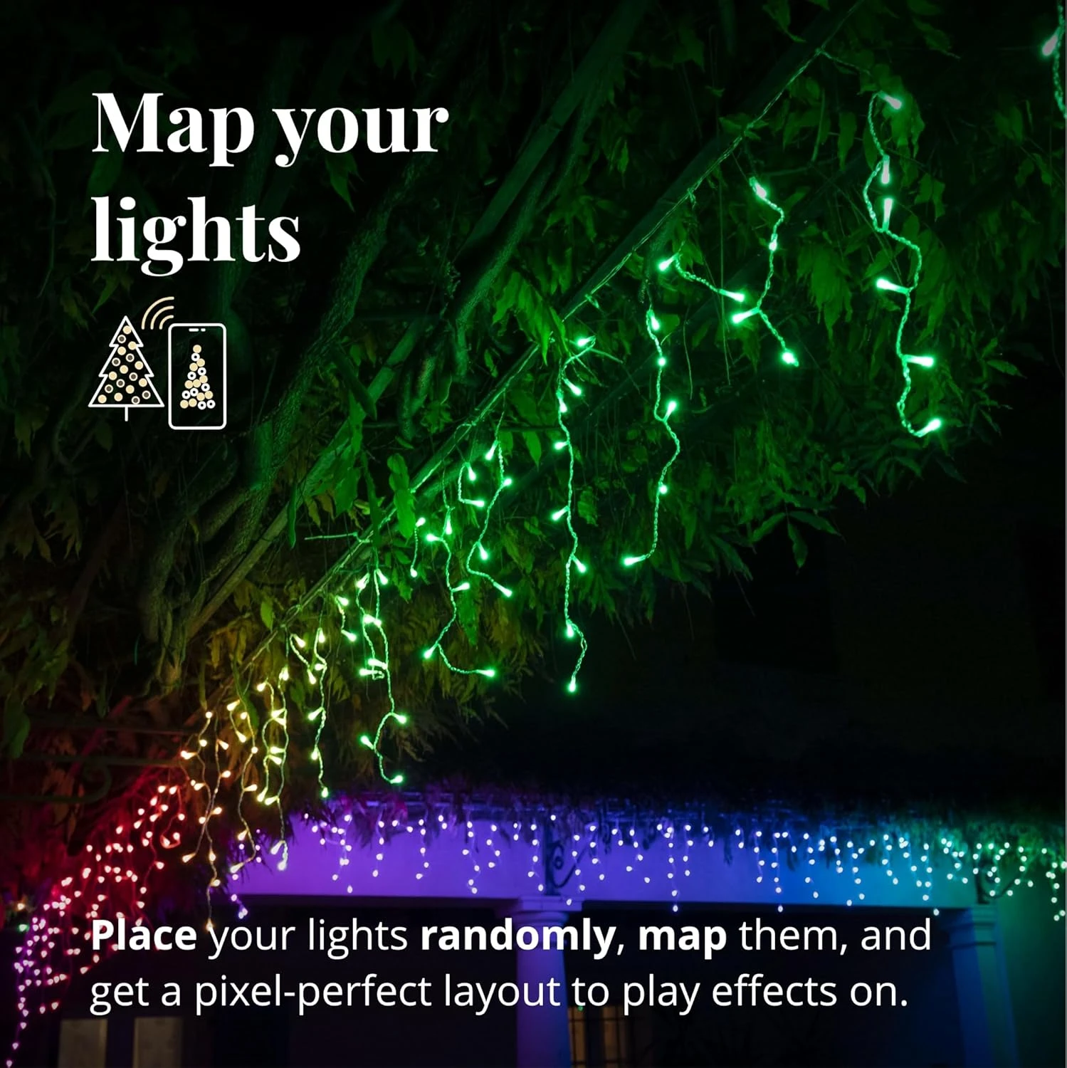 Feux De Noël LED Contrôlés Par Application – Avec LED 190 RVB + W ( 16 Millions De Couleurs + Blanc Chaud ). Câble Clair. Décoration D'éclairage Intelligent Intérieur Et Extérieur 9 Feux De Noël LED Contrôlés Par Application – Avec LED 190 RVB + W ( 16 Millions De Couleurs + Blanc Chaud ). Câble Clair. Décoration D'éclairage Intelligent Intérieur Et Extérieur - Image 7