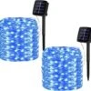 BINZET Blue Solar Fairy Lights, 2Pack 33Ft 100LEDs Waterproof Decorative Copper Wire Solar String Lights Outdoor Pour Fête, Patio, Jardin, Porte, Cour, Mariage, Noël -Oui || N/A || pearhead 81NgcEQfNLS. AC SL1500