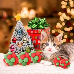 6 Pièces De Noël Chat Jouet Boules Avec Cloche, 2 Tailles Doux Fuzzy Cat Ball Jouet Coloré Construit En Bell Chaton Jouet Interactive Chat Jouets Pour Chats Et Chatons -Oui || N/A || pearhead 81P7gznr93L. AC SL1500