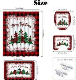MEHOFOND 4 Pcs Rideau De Douche De Noël Ensembles Joyeux Noël Rideau De Douche Ensemble Rouge Buffalo Plaid Salle De Bains Ensembles Avec Rideau De Douche Et Tapis Couvercle De Toilette Et U Forme Tapis Lavable 72"x72 & #34 -Oui || N/A || pearhead 81PBWtRTKeL. AC SL1500