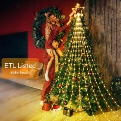 Décorations De Noël Guirlandes étoilées, 290 Lumières D'arbre De Cascade LED Avec Lumières De Noël 11 "Topper Star Décoratives Extérieures Pour La Fête De Mariage Décoration De Vacances à La Maison (blanc Chaud) -Oui || N/A || pearhead 81PMnfkLkCL. AC SL1500