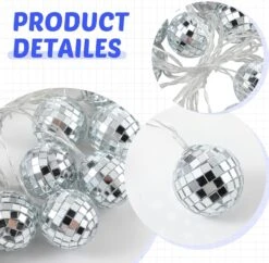 Cunno 20 LED Disco Ball String Light 9.4 Ft Disco Miroir Globe Ball Décor Disco Light Balls Disco Party Décorations Pour Noël Thanksgiving Wall Tree Intérieur Outdoor Party Supply, Blanc -Oui || N/A || pearhead 81PMyjqy dL. AC SL1500