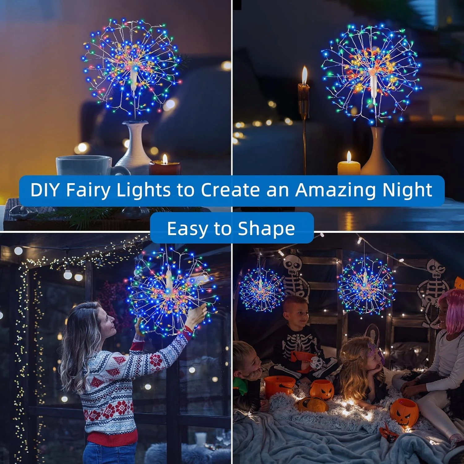 360 LED Hanging Starburst Sphere Lights 2 Pack Batterie Fonctionnement De La Télécommande De La Lumière 8 Mode étanche Fil D'argent Fairy Light Chandelier Pour Gazebo Girl Gift Noël Intérieur Extérieur Décor 9 360 LED Hanging Starburst Sphere Lights 2 Pack Batterie Fonctionnement De La Télécommande De La Lumière 8 Mode étanche Fil D'argent Fairy Light Chandelier Pour Gazebo Girl Gift Noël Intérieur Extérieur Décor - Image 7