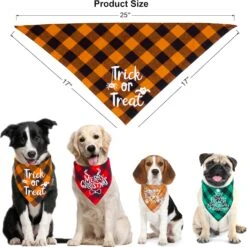 ADOGGYGO 4 Pack Plaid Vacances Chien Bandana, Halloween Thanksgivng Noël Chien Bandana Écharpe Foulard Noël Thanksgivng Halloween Bandana Pour Petit Moyen Gros Chiens (Large, Holiday-2) -Oui || N/A || pearhead 81QtOlU6trL. AC SL1500