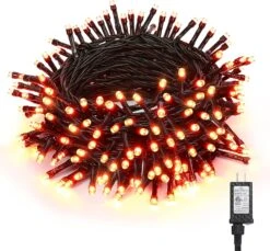 BrizLabs Halloween Orange Lights, 78.74ft 240 LED Orange String Lights, Mini Lumières Extérieures Halloween Connectables, 8 Modes Plug-in LED String Lights étanches Pour Extérieur Noël Halloween Tree Decor