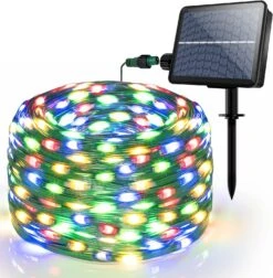 Ollny Solaire Lumières De Noël, Solaire Chaîne Lumières IP67 Étanche 100FT 300LED Super Long Extérieur Solaire Fées Lumières 8 Modes De Lumière Et 3 Minuteries Solaire Alimenté De Noël Corde Lumières Pour Jardin Maison