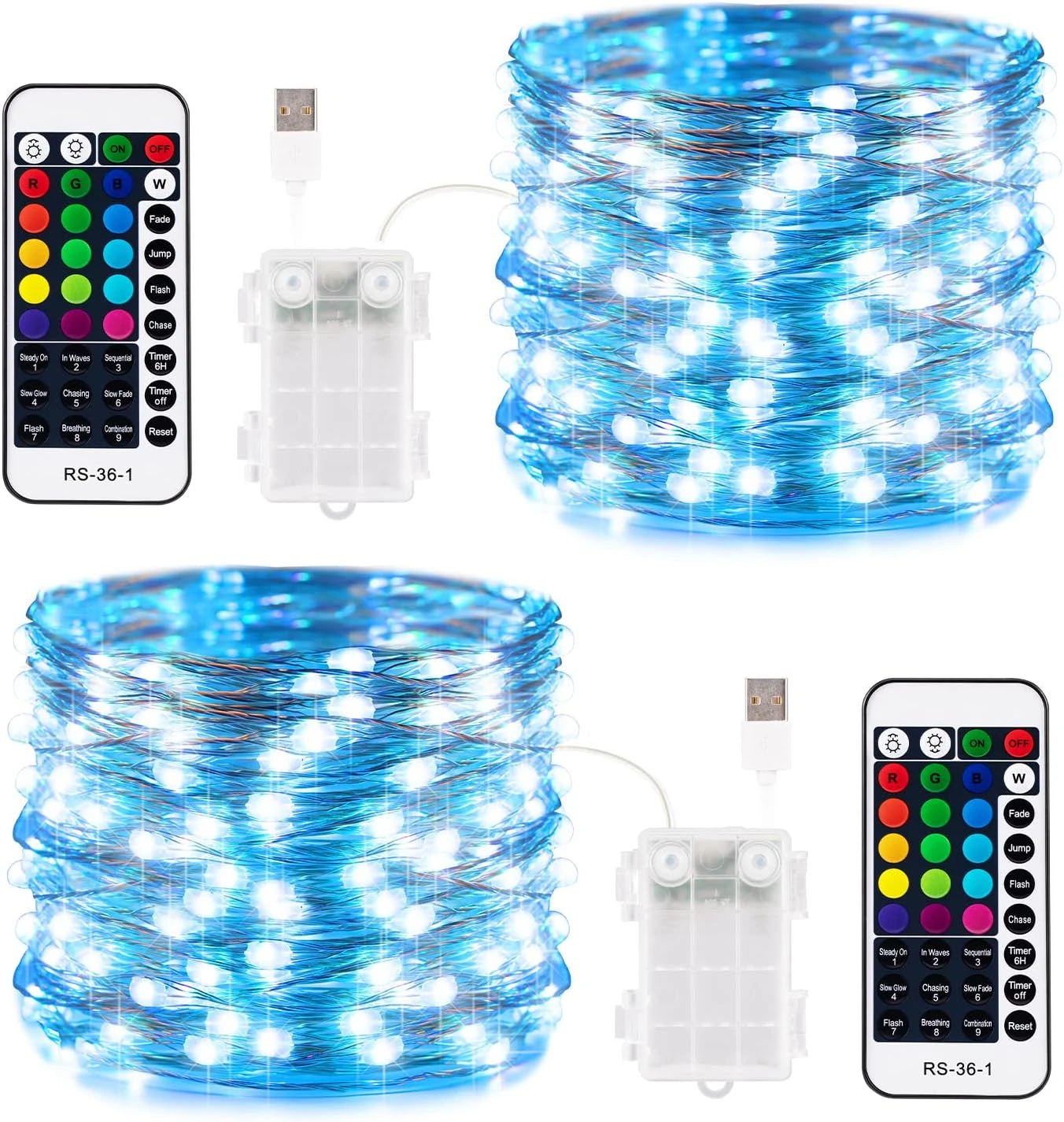 Minetom Fée Lumières Batterie Fonctionnée, 33 Pieds 100 LED Changement De Couleur Twinkle Lumières Avec Télécommande Et Étanche 3AA Batterie Cas Pour Chambre Fête De Mariage Noël, 2 Pack 3 Minetom Fée Lumières Batterie Fonctionnée, 33 Pieds 100 LED Changement De Couleur Twinkle Lumières Avec Télécommande Et Étanche 3AA Batterie Cas Pour Chambre Fête De Mariage Noël, 2 Pack
