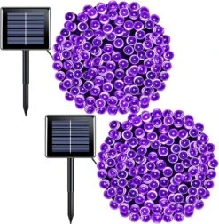 Feux Solaires SOLARBABY, 8 Modes Feux Solaires Décoratifs De Noël Extérieur Imperméable 200 Led Solar Fairy Lights Blanc Pour La Maison Jardin Mariage Patio Party Holiday-2 Pack