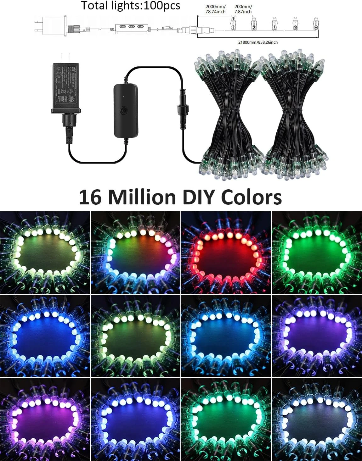 Lumières De Noël Smart LED - Smart Twinkly String Lights App Contrôlée, Dimmable Changement De Couleur Lumières De Noël, Lumières D'arbre De Noël Travailler Avec Alexa & Google Home Pour Décor Extérieur Intérieur 4 Lumières De Noël Smart LED - Smart Twinkly String Lights App Contrôlée, Dimmable Changement De Couleur Lumières De Noël, Lumières D'arbre De Noël Travailler Avec Alexa & Google Home Pour Décor Extérieur Intérieur - Image 2