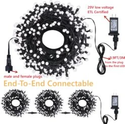 Lampes De Noël LED Meteds Outdoor, 300LED 105Ft 8 Modes Plug-in Connectable Waterproof Globe String Lights For Outdoor & Indoor Decorations ( Blanc Chaud ) -Oui || N/A || pearhead 81Uj7edVWOL. AC SL1500