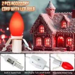 Enhon 2 Pcs Accessoire Cordon Avec LED Ampoule C7 Village Lumière Cordon Avec On/Off Interrupteur Et 2 Fuze Souffler Moule Lumière Pour Halloween Citrouille De Noël Village Maison, Vacances Artisanat Lampe Cord Décor (Red) 12 Enhon 2 Pcs Accessoire Cordon Avec LED Ampoule C7 Village Lumière Cordon Avec On/Off Interrupteur Et 2 Fuze Souffler Moule Lumière Pour Halloween Citrouille De Noël Village Maison, Vacances Artisanat Lampe Cord Décor (Red) -Oui || N/A || pearhead 81UjgBoX35L. AC SL1500