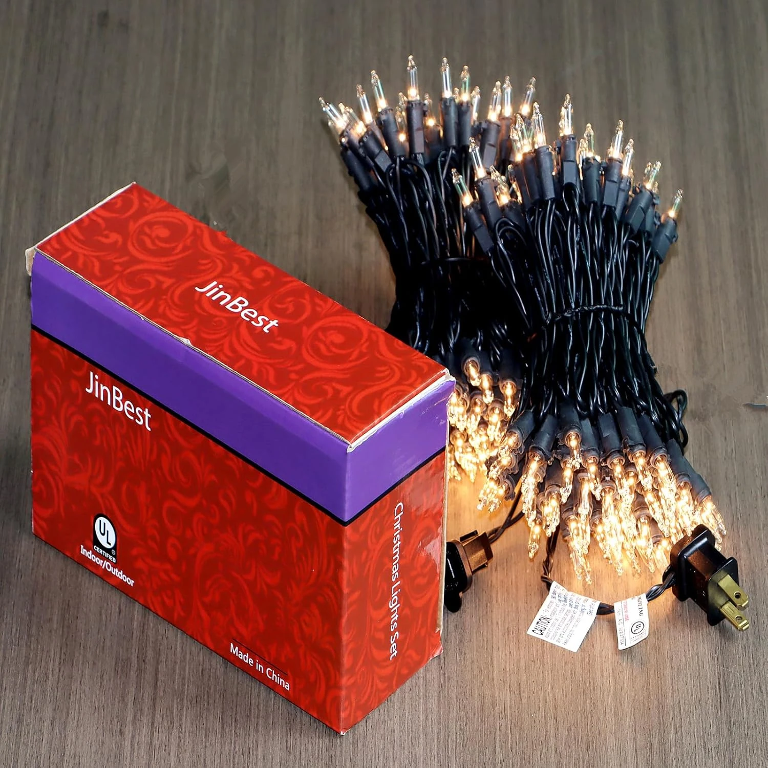 JinBest 200 Clair Lumières De Noël En Plein Air, 66 Ft Fil Noir Mini Lumières Chaîne, Commercial Grade Pack De 2 Ensembles 100 Lumière, Pour Intérieur Et Extérieur 7 JinBest 200 Clair Lumières De Noël En Plein Air, 66 Ft Fil Noir Mini Lumières Chaîne, Commercial Grade Pack De 2 Ensembles 100 Lumière, Pour Intérieur Et Extérieur - Image 5