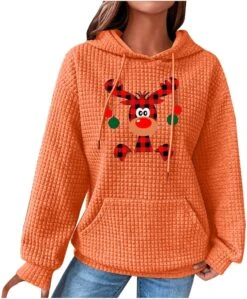 Pitauce Ugly Noël Femmes Sweatshirt Cordon Lettre Imprimer Mode Hoodie 2023 Automne Hiver Mignon Y2k À Capuche Avec Poches