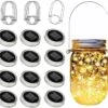 YJFWAL Mason Jar Solar Lights, 12 Pack 30 LED Solar Fairy Lights Mason Jar Lantern Lumers Pour Jardin, Terrasse, Cour, Famille, Fête, Anniversaire, Mariage, Décoration De Noël ( Pas De Pots ) Blanc Chaud