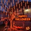 YEGUO Orange Halloween Lumières En Plein Air, 8 Tubes 144 LED Solaire Icicle Lumières, Meteor Lumières De Noël -Oui || N/A || pearhead 81X52tKtKL. AC SL1500