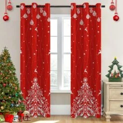 Oui || N/A || pearhead 5 Rideaux De Noël Rouges YIYEA Pour Salon, Rideaux Occultants De Noël Avec Motif D'impression De Neige, Isolés Thermique, Rideaux D'obscurcissement De Chambre De Noël à Réduction Du Bruit Pour Chambre ( 52 "x 84", 2 Panneaux )