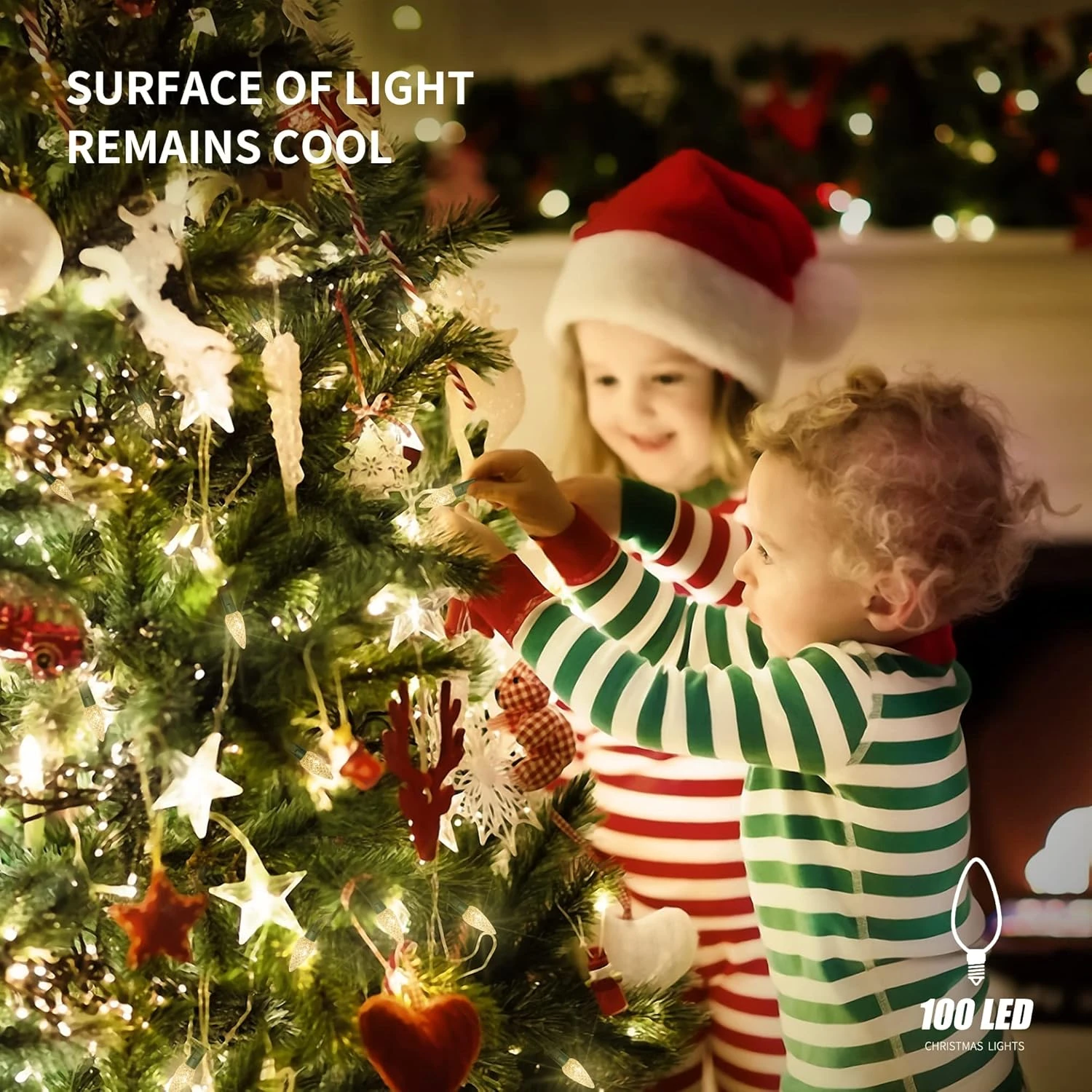 WATERGLIDE C6 Lumières De Noël, 33ft 100 LED Chaîne À Facettes Lumières Fil Vert Fées Lumières Avec 29V Safe Adaptor, 8 Mode D'éclairage, Étanche Pour Intérieur Extérieur Patio Xmas Tree Party Decor, Blanc Chaud 7 WATERGLIDE C6 Lumières De Noël, 33ft 100 LED Chaîne À Facettes Lumières Fil Vert Fées Lumières Avec 29V Safe Adaptor, 8 Mode D'éclairage, Étanche Pour Intérieur Extérieur Patio Xmas Tree Party Decor, Blanc Chaud - Image 5