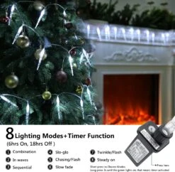 Lumières De Noël Lyhope, 29,6 Pieds 60 Lumières De Mini-icule LED, Lumières De Cordes De Glace En Cristal, Lumières De Décoration De Glaçons Connectables Pour Noël, Combles, Mariage, Jardin, Extérieur, Décoration Intérieure (blanc Pur) -Oui || N/A || pearhead 81ZAc y9fqL. AC SL1500