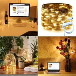 Feux De Fée USB RUICHEN 33 Ft 100 LED Feux De Fée Avec Interrupteur Marche / Arrêt, Feux De Noël En Fil D'argent étanche Pour La Chambre De Mariage Avec Des Artisanat De Plafond De Mur (blanc Chaud) -Oui || N/A || pearhead 81ZYBRVJtoL. AC SL1500