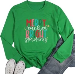 Professeur De Noël Sweat Femmes Merry Bright Graphic Print Sweat Crewneck Noël Vacances Chemises -Oui || N/A || pearhead 81ZwvOjREwL. AC UL1500