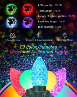 Jyoiat Couleur Changeant Chaîne Lumières Avec Télécommande - Fonction De Timing, Dimmable Étanche Connectable 33ft 50LED C9 & Globe String Lumières Pour Noël De Vacances En Plein Air 11 Jyoiat Couleur Changeant Chaîne Lumières Avec Télécommande - Fonction De Timing, Dimmable Étanche Connectable 33ft 50LED C9 & Globe String Lumières Pour Noël De Vacances En Plein Air -Oui || N/A || pearhead 81bTwehd rL. AC SL1500