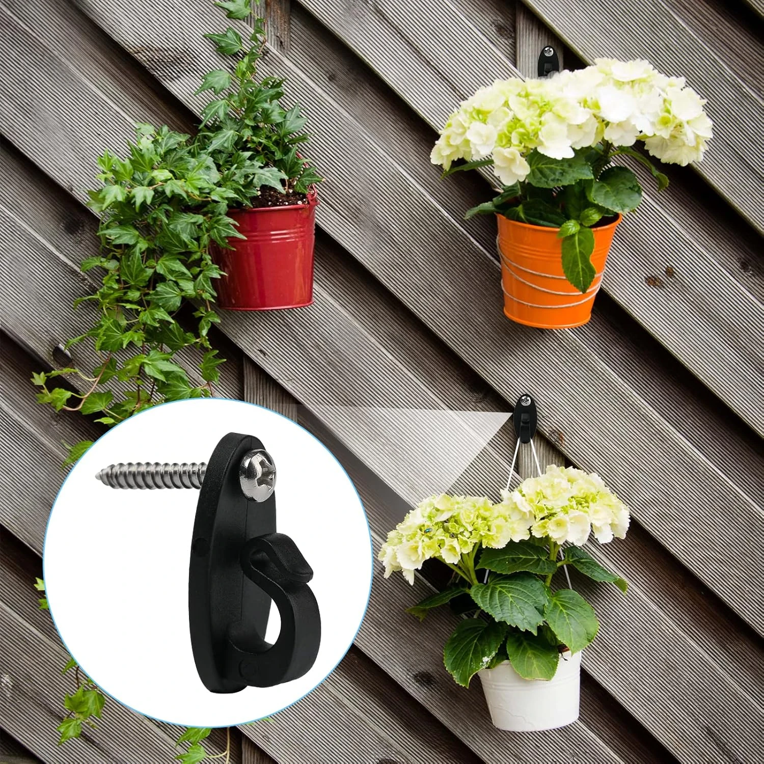 Crochets Pour Cintre Léger Hap Fung Pour Lumières Extérieures, Crochets Pour Vis Pour La Lumière De Noël Suspendue, Fils Légers Et Clips Légers LED Fairy, Crochets Pour Terrasse Pour Garage Fête De Vacances Du Nouvel An (48, Noir) 6 Crochets Pour Cintre Léger Hap Fung Pour Lumières Extérieures, Crochets Pour Vis Pour La Lumière De Noël Suspendue, Fils Légers Et Clips Légers LED Fairy, Crochets Pour Terrasse Pour Garage Fête De Vacances Du Nouvel An (48, Noir) - Image 4