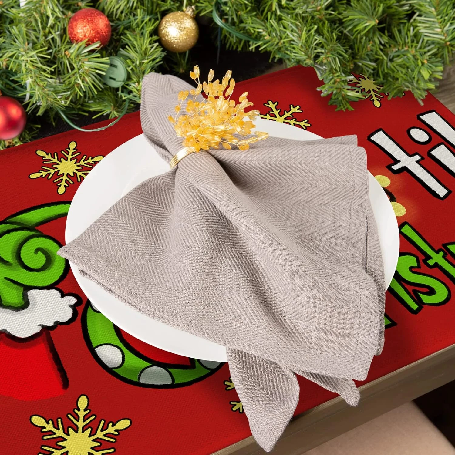 Seliem Merry Christmas Quel Que Soit Le Lieu De 4, Noël G Jour Jusqu'à L'arbre De Noël Table Place Mats Accueil Décoration De Cuisine, Hiver Flocons De Neige Décoration 12 X 18 Pouces 7 Seliem Merry Christmas Quel Que Soit Le Lieu De 4, Noël G Jour Jusqu'à L'arbre De Noël Table Place Mats Accueil Décoration De Cuisine, Hiver Flocons De Neige Décoration 12 X 18 Pouces - Image 6