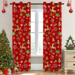 Oui || N/A || pearhead 15 HCORA Rouge De Noël Rideaux Pour Salon, Flocon De Neige De Noël Blackout Rideaux Thermique Isolé Réduction Du Bruit, Chambre De Noël Obscurcissement Rideaux Pour Chambre (52" X 84", 2 Panneaux)