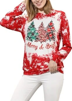 VVNTY Noël Sweatshirts Pour Femmes Chemise De Noël Leopard Graphique Couleur Bloc De Noël Flocon De Neige Imprimer À Manches Longues Top -Oui || N/A || pearhead 81dfwZbB0eL. AC UL1500