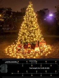 Pack Chaque 16.4ft 60 LED Batterie Fonctionné Arbre De Noël Lumières Intérieur Extérieure Cluster Chaîne Lumières Avec Minuterie 8 Modes Fil Vert Fée Lumière Xmas Patio Chambre Jardin Décorations (Warm White) -Oui || N/A || pearhead 81eCk6RwCjL. AC SL1500