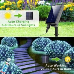 .5ft X 5ft Solaire Net Lumières, Extérieur Mesh Lumières 240LED Étanche 8 Mode Avec Télécommande 2 Alimentation Chaîne Lumières Branchez Pour Bushes Arbres Jardin Mur Patio De Noël Intérieur Décor (Cool White) -Oui || N/A || pearhead 81eEtXiHhvL. AC SL1500