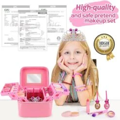 Kit De Maquillage Pour Enfants 36 Pièces Pour Fille, Kit De Maquillage Pour Enfants Lavable, Coffre-fort Cosmétique Et Ensemble De Beauté De Maquillage Pour Enfants Non Toxique Pour Filles Halloween Noël Anniversaire Fête -Oui || N/A || pearhead 81eZ7tiGncL. AC SL1500