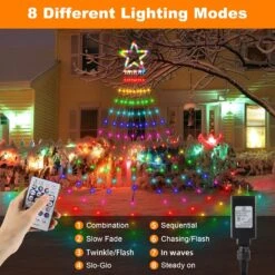 PUHONG Décoration De Noël Star Flowing Multicolore Changement De Couleur Lumières En Plein Air, 320 LED 16.4Ft Star Waterfall Arbre Lumières Avec 8 Modes D'éclairage Télécommande, Pour Noël Nouvel An Anniversaire 12 PUHONG Décoration De Noël Star Flowing Multicolore Changement De Couleur Lumières En Plein Air, 320 LED 16.4Ft Star Waterfall Arbre Lumières Avec 8 Modes D'éclairage Télécommande, Pour Noël Nouvel An Anniversaire -Oui || N/A || pearhead 81fDGK4y5fL. AC SL1500