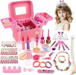 Kit De Maquillage Pour Enfants 36 Pièces Pour Fille, Kit De Maquillage Pour Enfants Lavable, Coffre-fort Cosmétique Et Ensemble De Beauté De Maquillage Pour Enfants Non Toxique Pour Filles Halloween Noël Anniversaire Fête