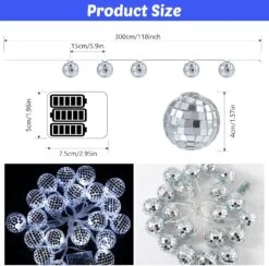 Cunno 20 LED Disco Ball String Light 9.4 Ft Disco Miroir Globe Ball Décor Disco Light Balls Disco Party Décorations Pour Noël Thanksgiving Wall Tree Intérieur Outdoor Party Supply, Blanc -Oui || N/A || pearhead 81fUmdC5CfL. AC SL1500