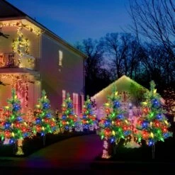 Ensemble Amélioré De Lumières D'arbre De Noël Solaire 4pcs Décorations Extérieures, Avec 80 LED Solar Christmas C6 String Lights For Outside Yard, Patio, Garden, Grave, Cemetery Xmas Ornaments (Multicolore) -Oui || N/A || pearhead 81fqOTq683L. AC SL1500