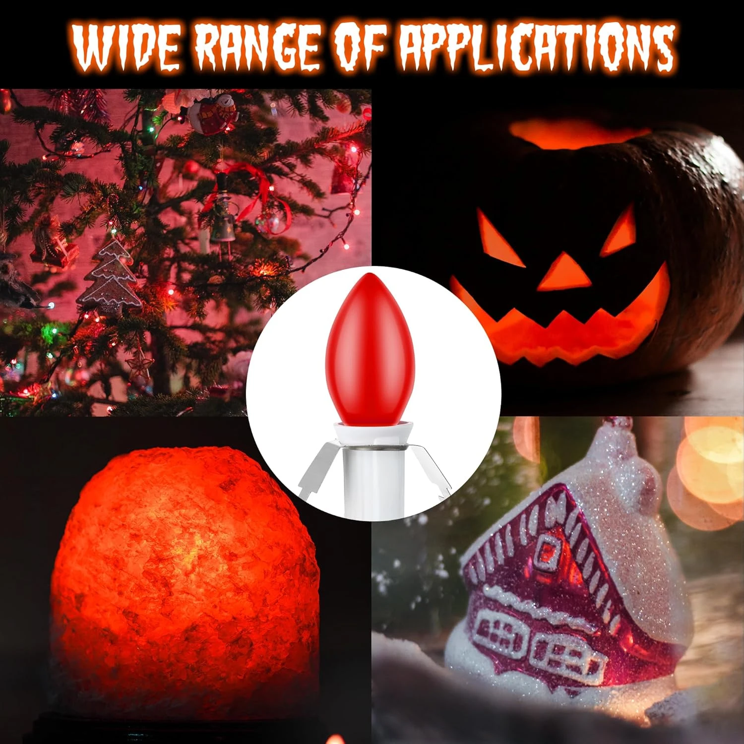 Enhon 2 Pcs Accessoire Cordon Avec LED Ampoule C7 Village Lumière Cordon Avec On/Off Interrupteur Et 2 Fuze Souffler Moule Lumière Pour Halloween Citrouille De Noël Village Maison, Vacances Artisanat Lampe Cord Décor (Red) 9 Enhon 2 Pcs Accessoire Cordon Avec LED Ampoule C7 Village Lumière Cordon Avec On/Off Interrupteur Et 2 Fuze Souffler Moule Lumière Pour Halloween Citrouille De Noël Village Maison, Vacances Artisanat Lampe Cord Décor (Red) - Image 7