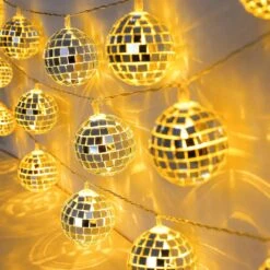 AceList 20 LED Disco Ball Mirror LED Party String Light Lanternes De Noël Pour La Fenêtre Du Mur Des Fêtes Décorations D'arbres Intérieur Extérieur Patio Party Yard Garden Kids Bedroom Living Dorm ( Blanc Chaud )