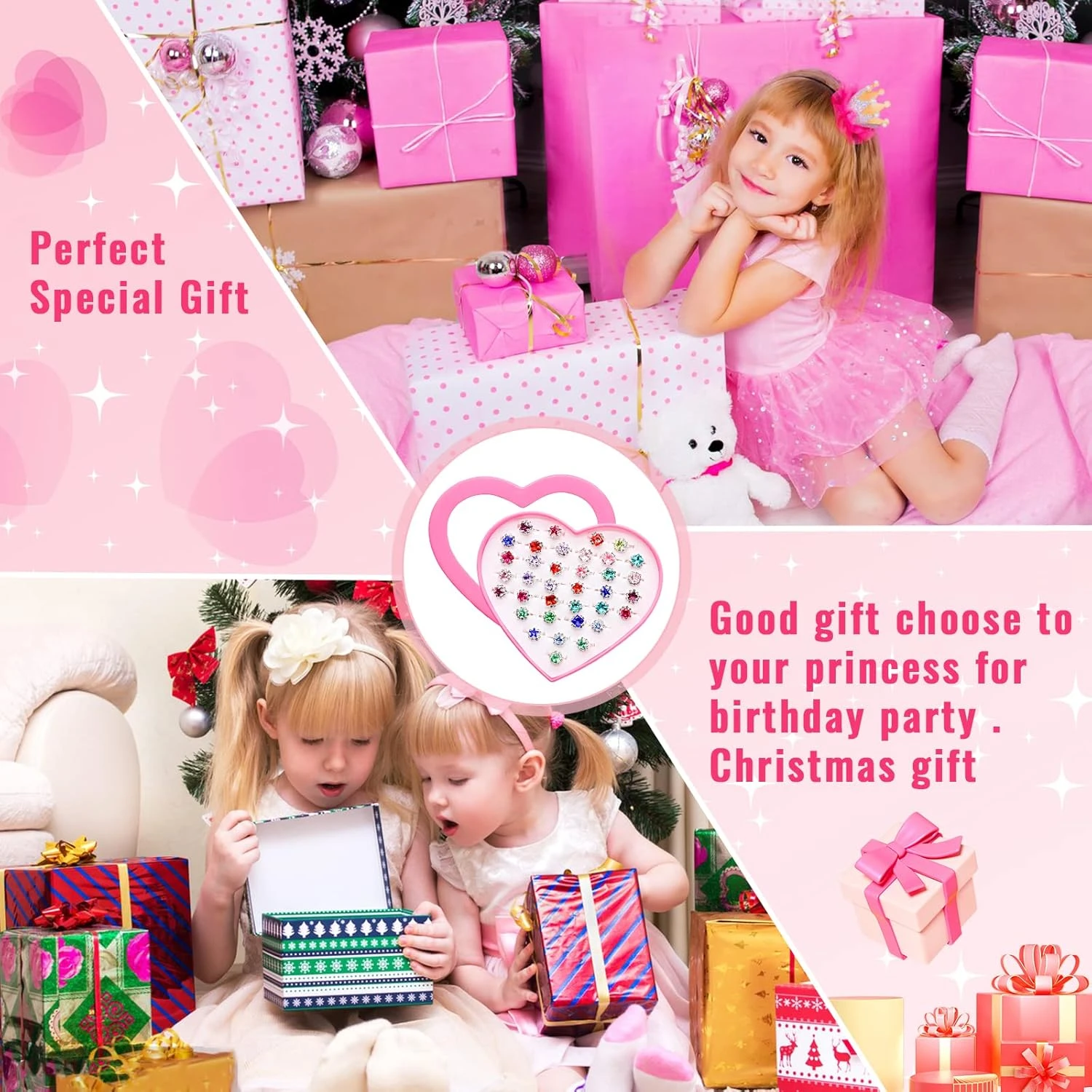 Anneaux De Bijoux En Cristal Newmemo Pour Les Enfants 36pcs Filles Anneaux Réglables Princesse Bijoux Anneaux De Doigt Avec Boîte De Forme De Coeur Faire Semblant Jouer Et Habiller Bague Cadeau De Noël Pour Enfant Enfant 9 Anneaux De Bijoux En Cristal Newmemo Pour Les Enfants 36pcs Filles Anneaux Réglables Princesse Bijoux Anneaux De Doigt Avec Boîte De Forme De Coeur Faire Semblant Jouer Et Habiller Bague Cadeau De Noël Pour Enfant Enfant - Image 7