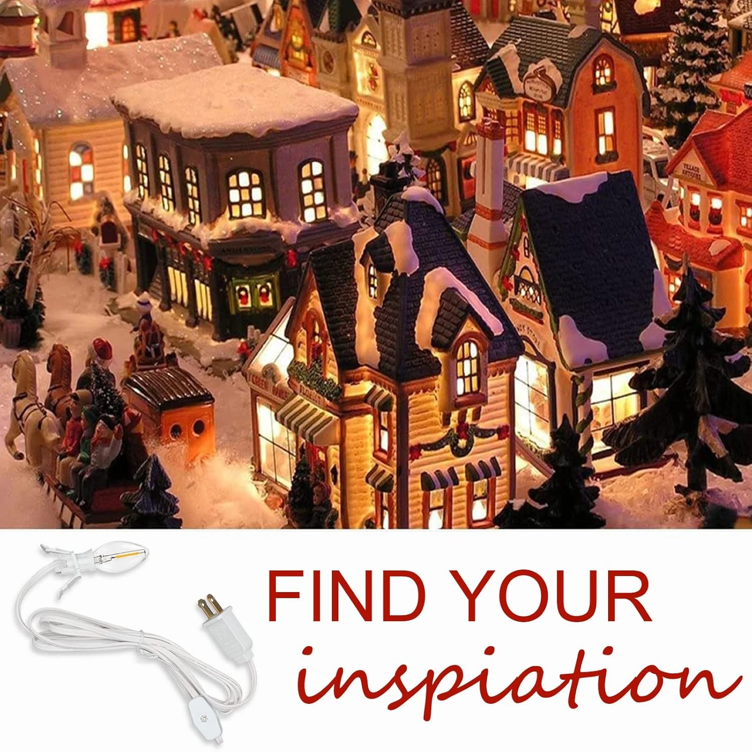 Ensemble De 2 Cordon D'accessoires De Village De Noël (6 Pieds) Avec Kit D'éclairage De Cordon De Soufflage D'ampoule LED C7, Lampe C7 Avec Bouchons De Commutation Pour Halloween Vacances Noël Décors De Maison Artisanat, Fil Blanc 8 Ensemble De 2 Cordon D'accessoires De Village De Noël (6 Pieds) Avec Kit D'éclairage De Cordon De Soufflage D'ampoule LED C7, Lampe C7 Avec Bouchons De Commutation Pour Halloween Vacances Noël Décors De Maison Artisanat, Fil Blanc - Image 6