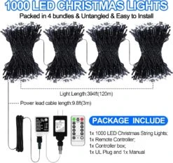 ROADAYLY Lights De Mariage Outdoor 1000LED 394ft Super Long Ultra-Bright Christmas Lights 8 Modes Et Minuterie En Fées LED String Lights Pour Noël Tree Thanksgiving Wedding Holiday Party Decorations -Oui || N/A || pearhead 81iRMG7zVyL. AC SL1500