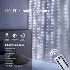Lumières De Chaîne De Rideau Hopolon Avec Télécommande, 300LED 8 Modes 9,8ftx9,8ft 4,5V Lampes De Rideau Alimentées Par USB Pour Mariage à Domicile Famille De Fête De Noël Chambre De Jardin Salle De Chambre Décor Mural Extérieur Extérieur (blanc Froid) 11 Lumières De Chaîne De Rideau Hopolon Avec Télécommande, 300LED 8 Modes 9,8ftx9,8ft 4,5V Lampes De Rideau Alimentées Par USB Pour Mariage à Domicile Famille De Fête De Noël Chambre De Jardin Salle De Chambre Décor Mural Extérieur Extérieur (blanc Froid) -Oui || N/A || pearhead 81ipG2a5 TL. AC SL1500