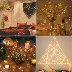 MUMUXI 2 Pack 33Ft 100 LED Solar String Lights Outdoor Fairy Lights Solar Powered With 8 Lights étanche En Fil De Cuivre Pour Les Arbres à Carde De Patio Fête De Mariage De Noël, Blanc Chaud -Oui || N/A || pearhead 81jkIInxbvL. AC SL1200
