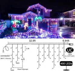 66ft 640 LED Lumières De Noël Extérieur - 8 Modes Lumières Icicle Avec 120 Gouttes, Étanche Plug In Fairy String Lights Avec Timer Memory Pour Fête, Vacances, Mariage, Décoration De Noël, Multicolore -Oui || N/A || pearhead 81jpDAEvd4L. AC SL1500