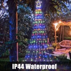 PLTCAT Décorations De Noël Extérieures Lumières De Cascade, 300 LED Étoile De Noël Arbre Topper Lumières, 8-Lumières Modes & Mémoire Fonction Fées Lumières Pour La Saint-Valentin Et Party & Yard Décoration(Multi) 12 PLTCAT Décorations De Noël Extérieures Lumières De Cascade, 300 LED Étoile De Noël Arbre Topper Lumières, 8-Lumières Modes & Mémoire Fonction Fées Lumières Pour La Saint-Valentin Et Party & Yard Décoration(Multi) -Oui || N/A || pearhead 81jt31FFbZL. AC SL1500